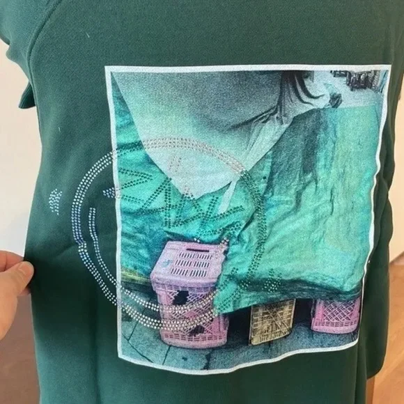 ZADIG & VOLTAIRE Green Rhinestone Hoodie - Picture 3 of 5